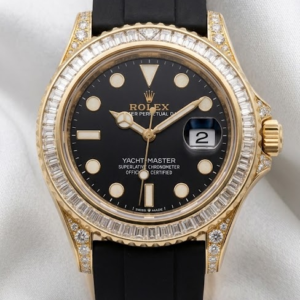 Rolex Yacht-Master 42 (or 37/40) in 18 ct Yellow Gold on a Black Oysterflex Strap